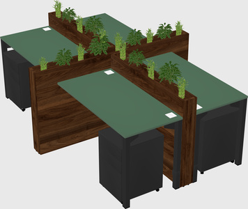 Rectangular shared desk