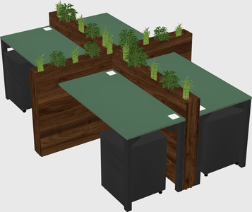 Rectangular shared desk