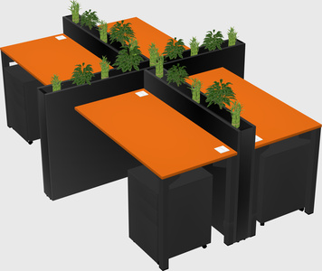 Rectangular shared desk