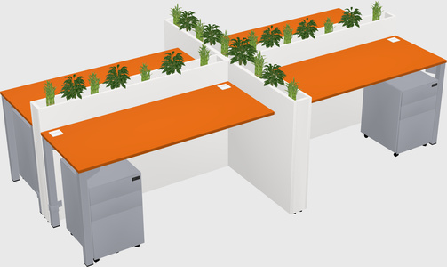 Rectangular shared desk