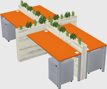 Rectangular shared desk