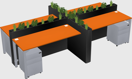 Rectangular shared desk