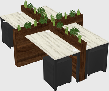Rectangular shared desk