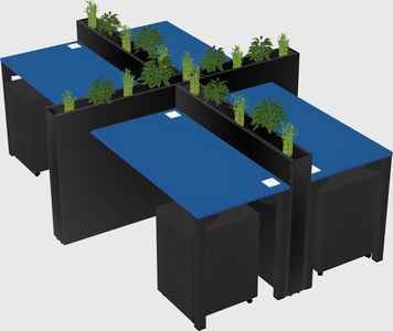 Rectangular shared desk