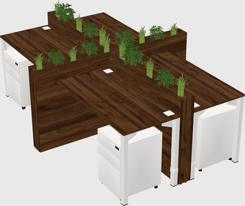 Rectangular shared desk