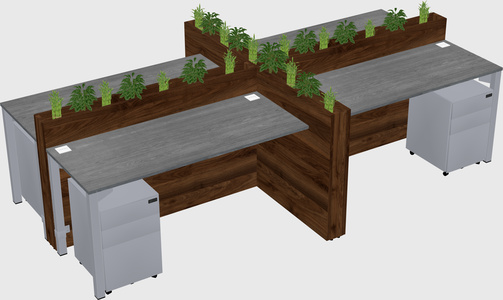 Rectangular shared desk