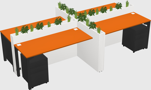 Rectangular shared desk
