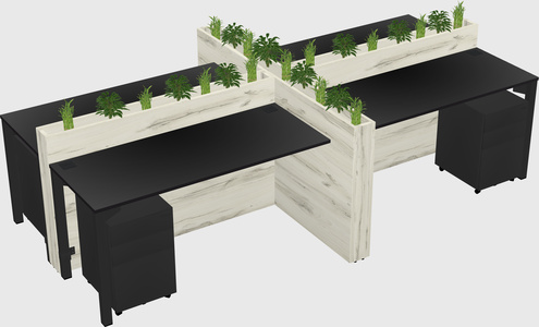 Rectangular shared desk