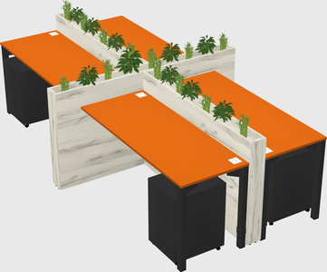 Rectangular shared desk