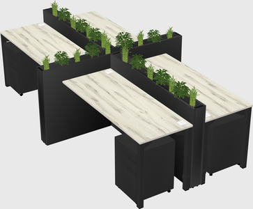 Rectangular shared desk