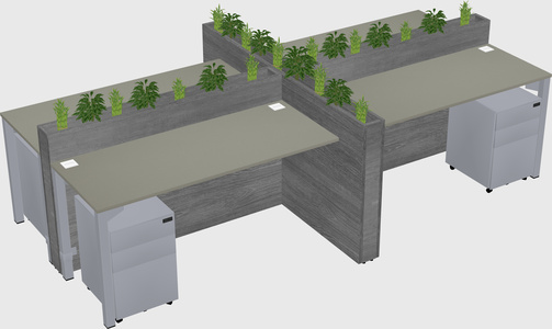 Rectangular shared desk