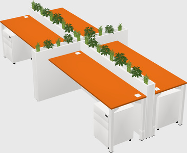 Rectangular shared desk