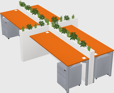 Rectangular shared desk