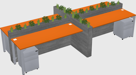 Rectangular shared desk
