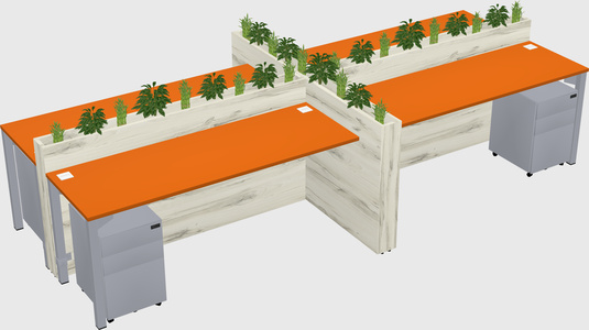 Rectangular shared desk