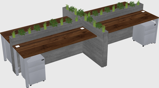 Rectangular shared desk