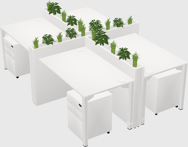 Rectangular shared desk