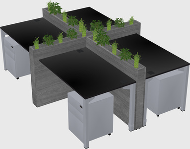 Rectangular shared desk