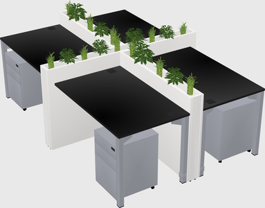 Rectangular shared desk