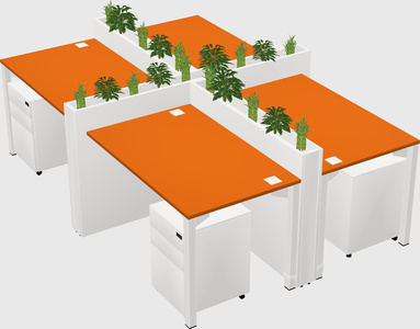 Rectangular shared desk