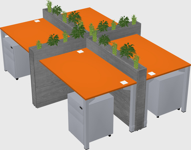 Rectangular shared desk