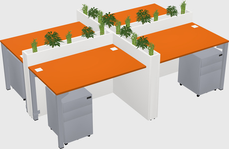 Rectangular shared desk