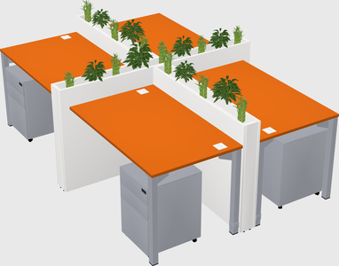 Rectangular shared desk