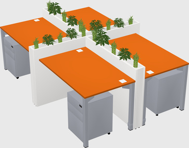 Rectangular shared desk