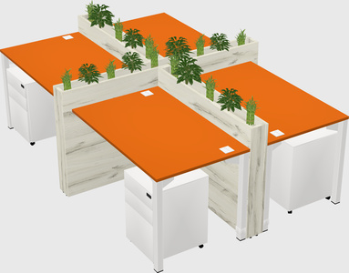 Rectangular shared desk