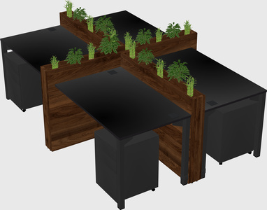 Rectangular shared desk