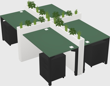 Rectangular shared desk