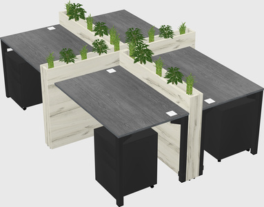 Rectangular shared desk