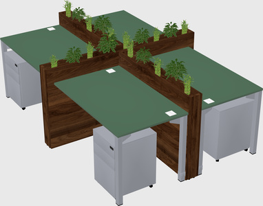 Rectangular shared desk