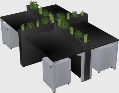 Rectangular shared desk