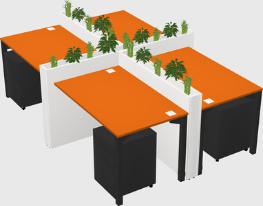 Rectangular shared desk