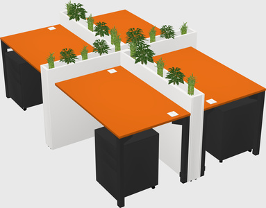 Rectangular shared desk