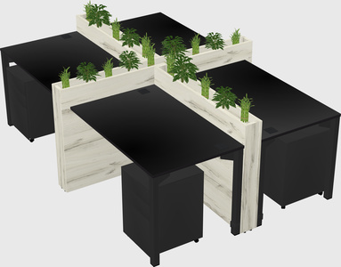 Rectangular shared desk