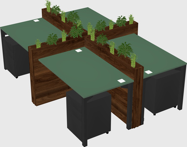 Rectangular shared desk