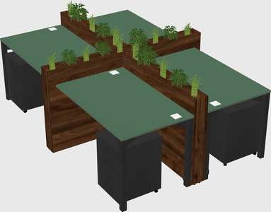 Rectangular shared desk