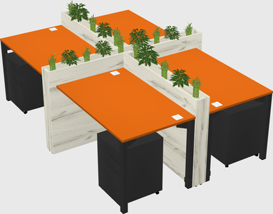 Rectangular shared desk