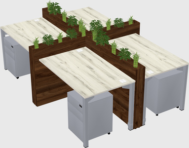 Rectangular shared desk