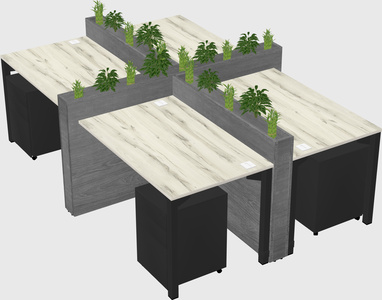 Rectangular shared desk