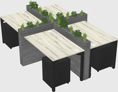 Rectangular shared desk