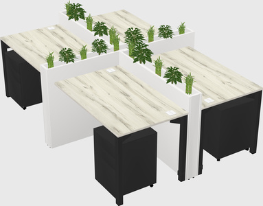 Rectangular shared desk