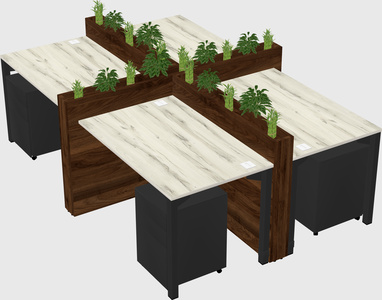 Rectangular shared desk