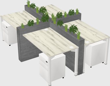 Rectangular shared desk