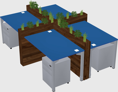 Rectangular shared desk
