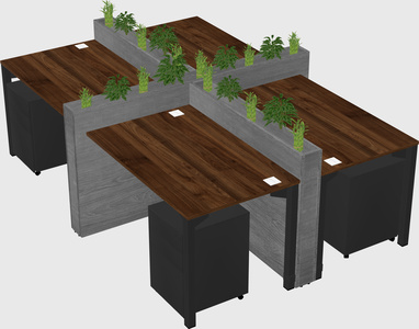 Rectangular shared desk