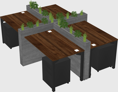 Rectangular shared desk