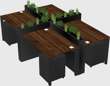 Rectangular shared desk